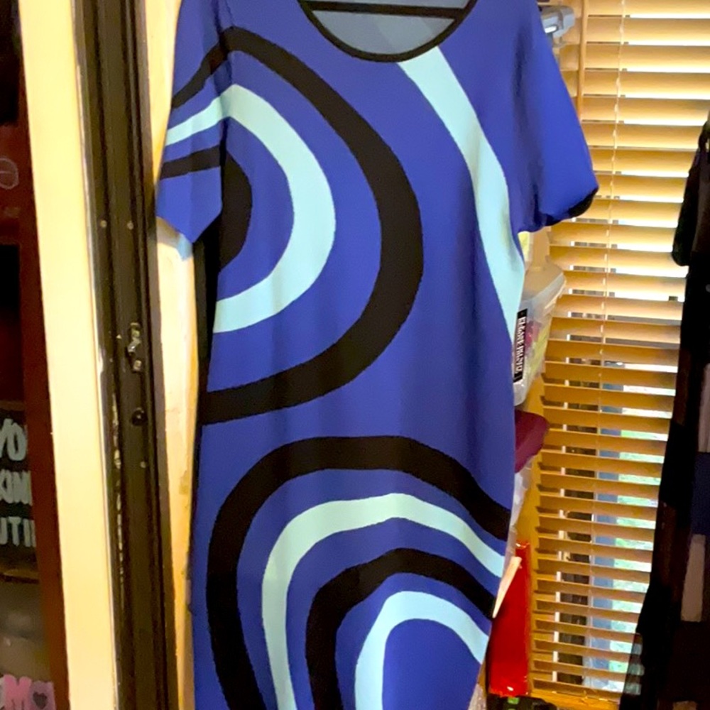 Blue and Black Geometric Print size XL Dress